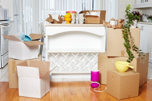 Checklist and packing materials used for office relocation preparation