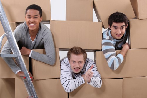 Moving van and boxes for a Queens Park local removal service