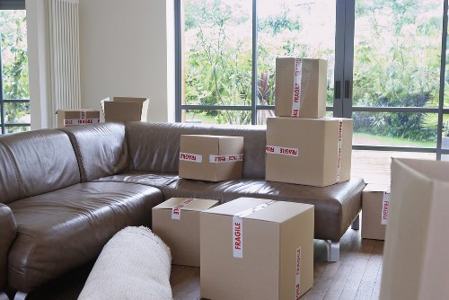 Packed household items ready for transport during a Queens Park relocation